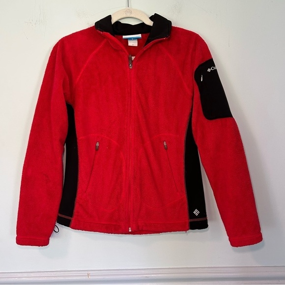 Columbia Interchange Red & Black Fleece Full-Zip Jacket Sweater Size Medium - Picture 1 of 10